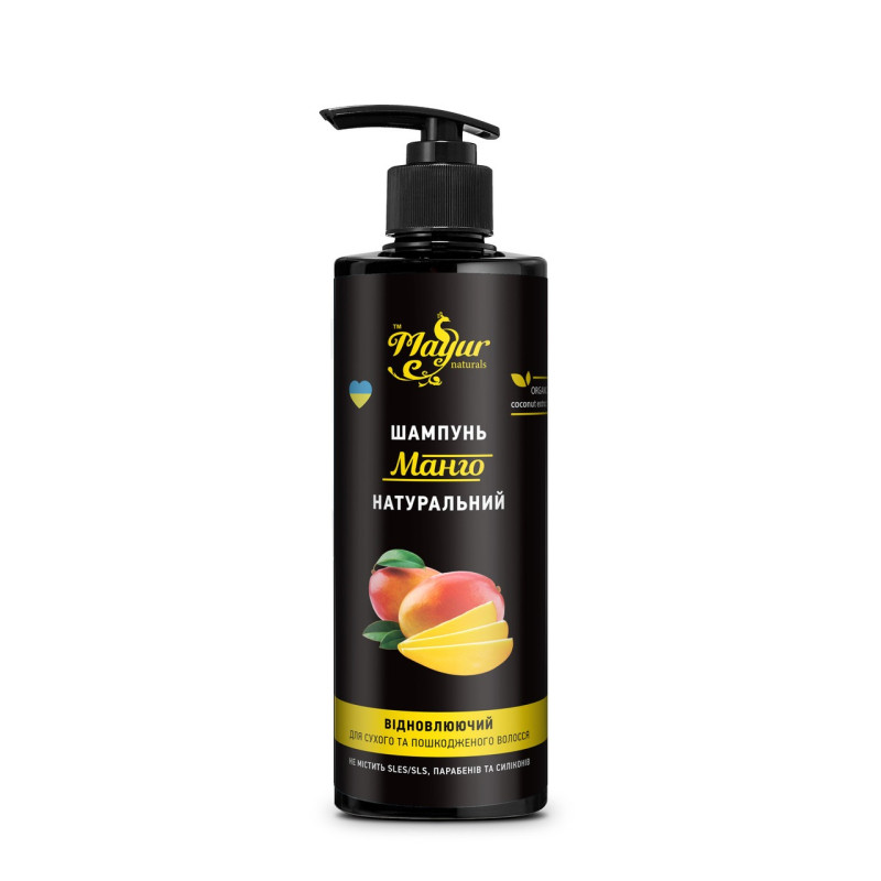Naturalny szampon do włosów suchych i zniszczonych Mayur - mango, 500 ml 