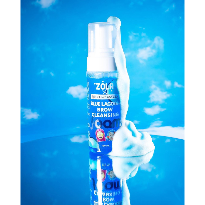 Шампунь-пена для бровей очищающая голубая ZOLA x Viktorina Vika BLUE LAGOON BROW CLEANSING, 150 мл