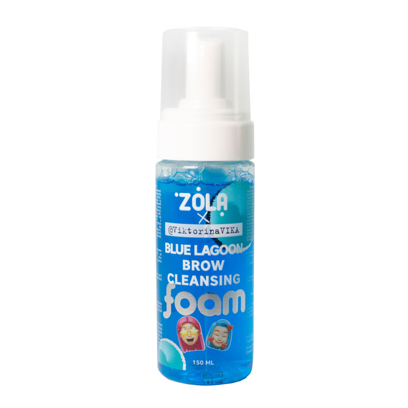 Шампунь-пена для бровей очищающая голубая ZOLA x Viktorina Vika BLUE LAGOON BROW CLEANSING, 150 мл