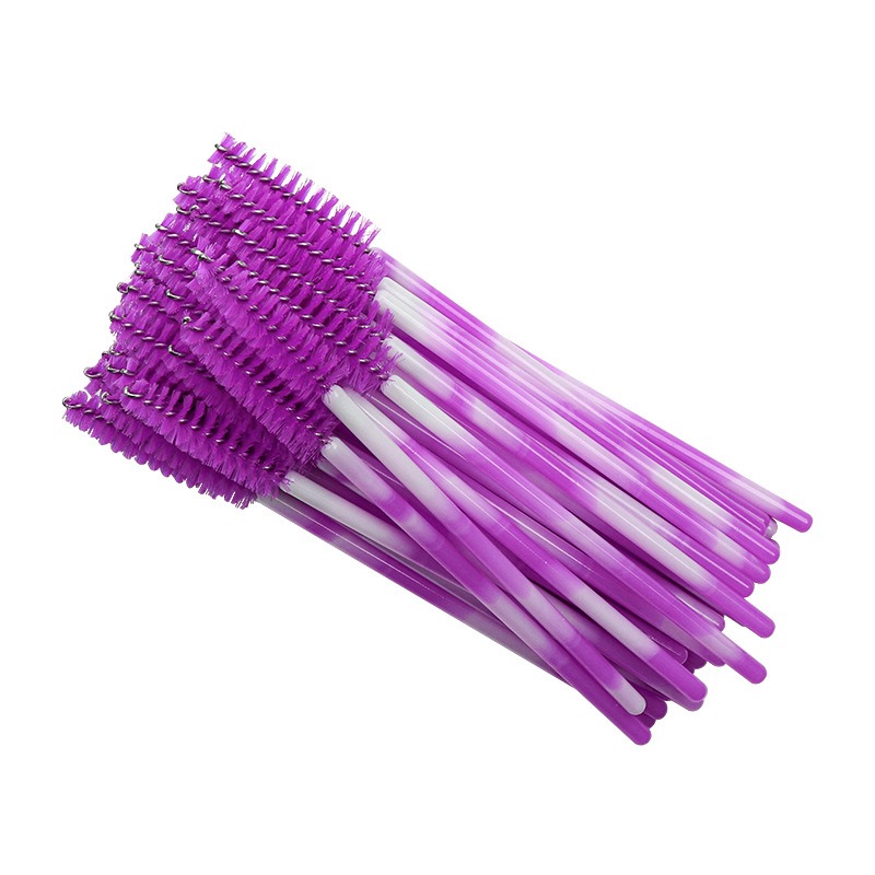 Eyebrow and eyelash brushes fluffy / lolipops violet / pack of 50 pcs