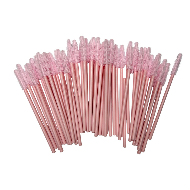 Silicone Eyebrow and Eyelash Brushes - Solid Pale Pink, 50 per pack - DISCOUNTED