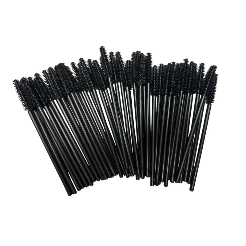 Silicone Eyebrow and Eyelash Brushes - Solid Black - 50 pcs per pack - DISCOUNT