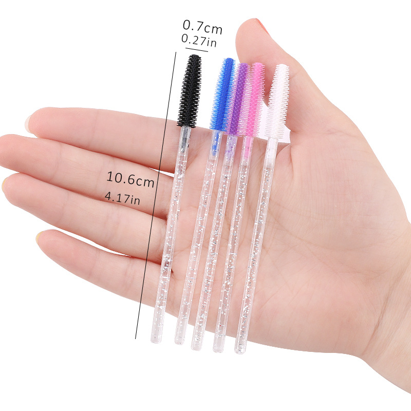 Eyebrow and eyelash brushes SILICONE - glitter white - 50 pcs in pack