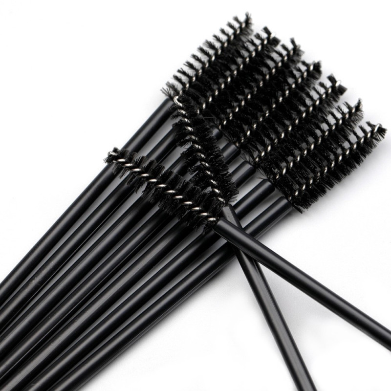 Brushes for eyebrows and eyelashes, fleecy / plain - black / 50 pcs per pack