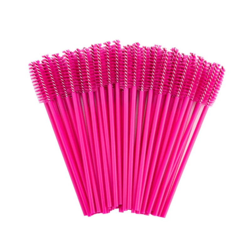 Brushes for eyebrows and eyelashes, fleecy / plain - raspberry / 50 pcs per pack