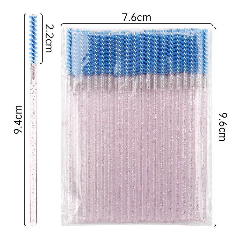 Brushes for eyebrows and eyelashes fluffy THIN glitter / raspberry with sparkles / 50 pcs per pack