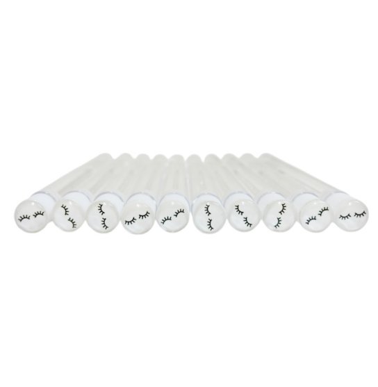 Eyelash brush in individual packaging - EYELASHES - white, 1 pc in a tube