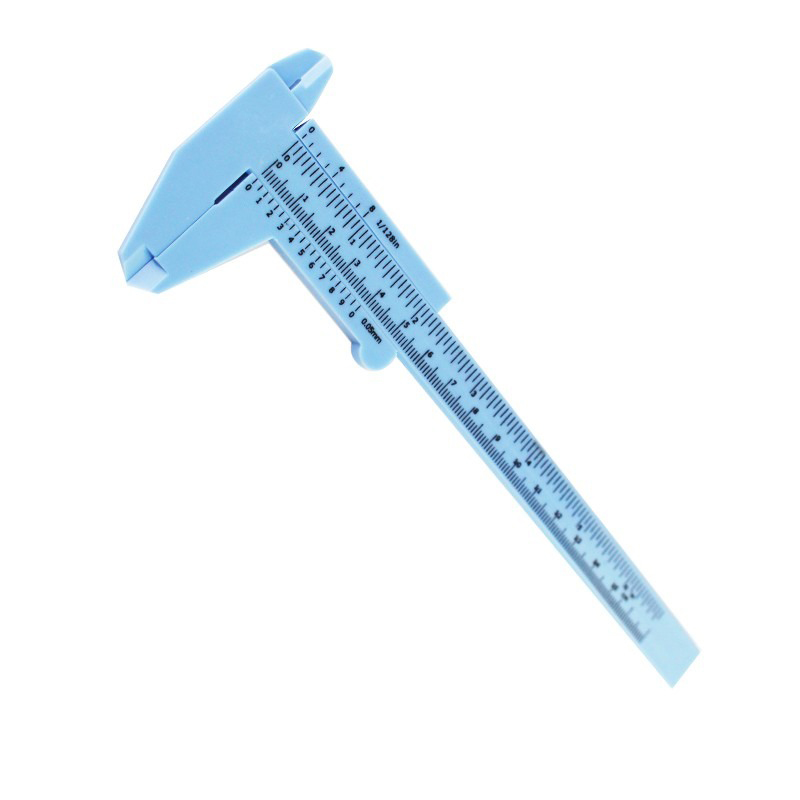 Plastic eyebrow caliper with steel rod / blue, 150 mm