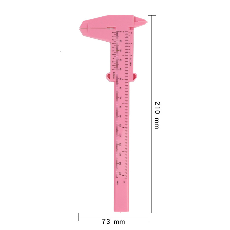Plastic eyebrow caliper with plastic rod / pink, 150 mm