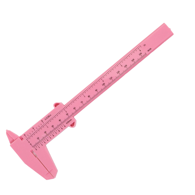Plastic eyebrow caliper with plastic rod / pink, 150 mm
