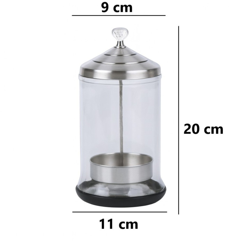 Glass jar for sterilization of instruments, 600 ml
