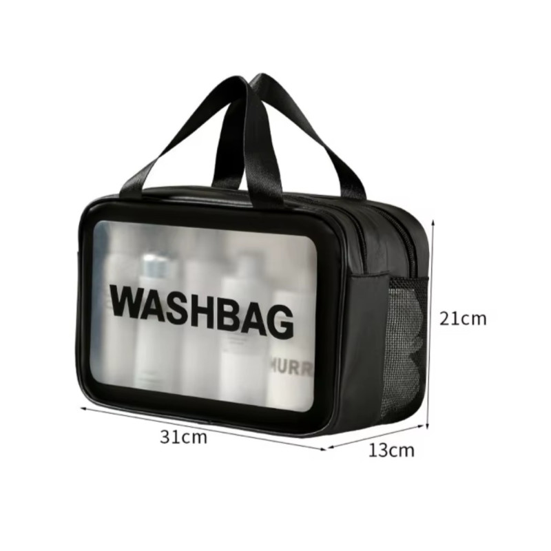Сумка-косметичка с надписью Washbag - черная прямоугольная
