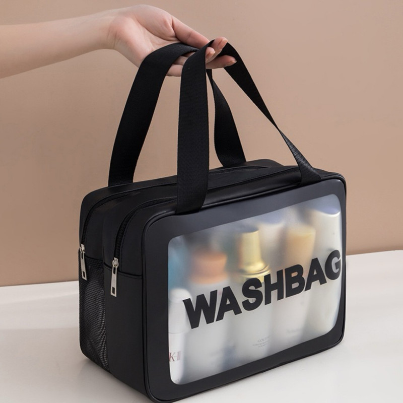 Сумка-косметичка с надписью Washbag - черная прямоугольная