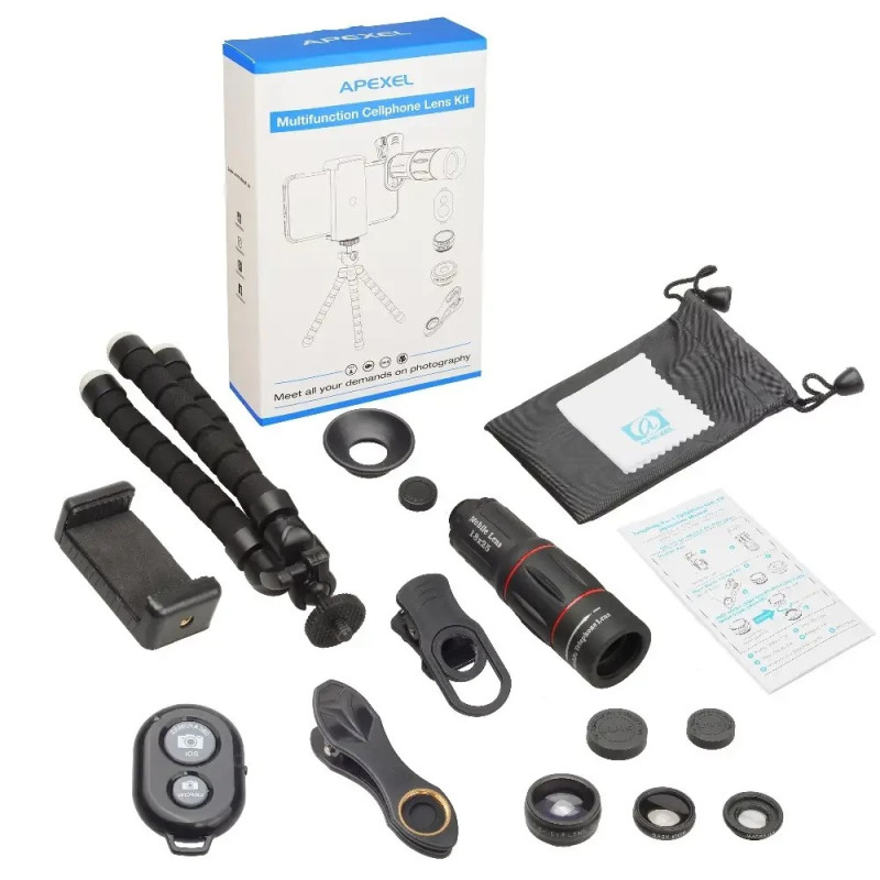 Телескоп та набір лінз для телефону APEXEL / 18X Telescope Lens Kit / APL-T18XBZJ5
