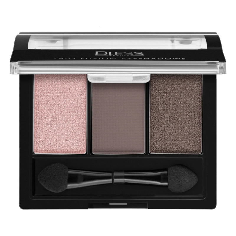 Kompaktowe potrójne cienie do powiek Bless Beauty - Trio Fusion Eyeshadows - 01