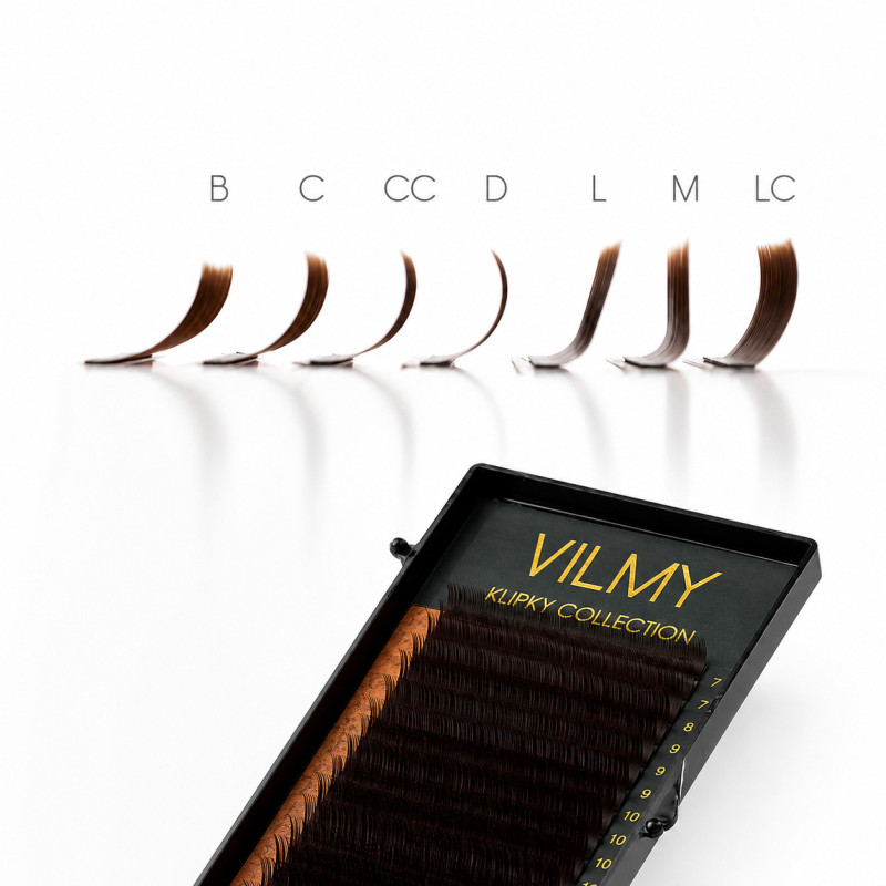 Eyelash extensions VILMY KLIPKY BROWN D-DB MIX L| 0.07 | 8-12 mm