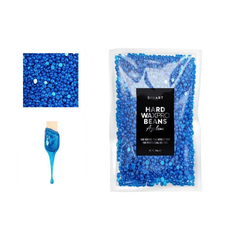 Віск гранульований для депіляції Sinart HARD WAXPRO BEANS/AZULENE (синій), 500 г