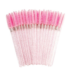 Brushes for eyebrows and eyelashes, fleecy glitter / pink with sparkles / 50 pcs per pack