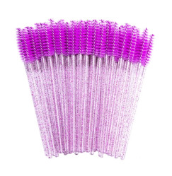 Brushes for eyebrows and eyelashes, fleecy glitter / violet with sparkles / 50 pcs per pack