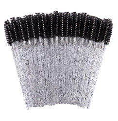 Brushes for eyebrows and eyelashes, fleecy glitter / black with sparkles / 50 pcs per pack