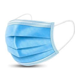 Three-layer disposable mask, with elastic band / BLUE, with lock, 1 pc.