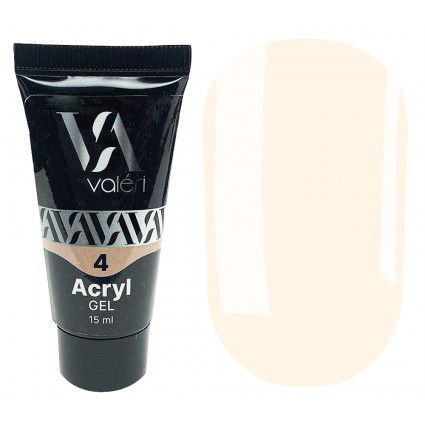 Акрил гель (полигель) для наращивания VALERI Acryl Gel / №4 (светло-бежевый), туба, 15 мл