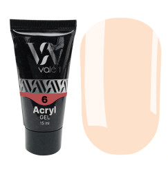 Акрил гель (полигель) для наращивания VALERI Acryl Gel / №6 (персиковый), туба, 15 мл