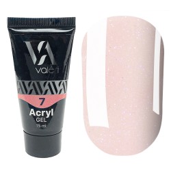 Акрил гель (полигель) для наращивания VALERI Acryl Gel / №7 (нежно-розовый с блеском), туба, 15 мл