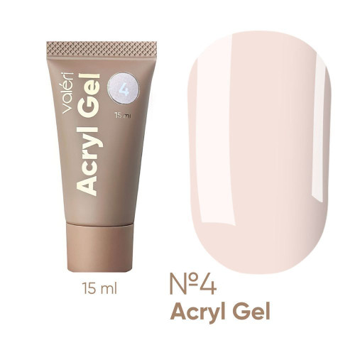 Акрил-гель для нарощування VALERI Acryl Gel - №4 (світло-бежевий), туба, 15 мл