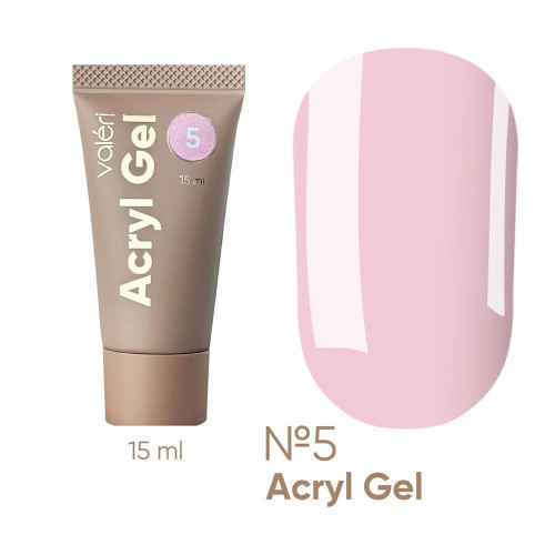 Акрил-гель для нарощування VALERI Acryl Gel - №5 (рожевий), туба, 15 мл
