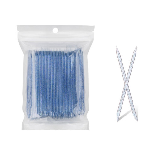 Orange sticks for manicure plastic, 9.4 cm, 50 pcs - blue glitter