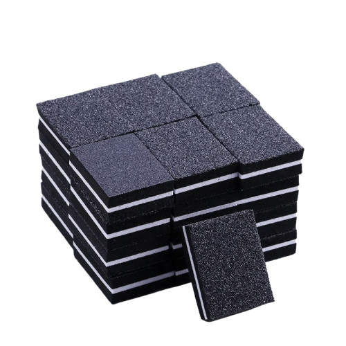 Mini disposable rectangular manicure buff (33*25*12 mm) - black, 1 pc