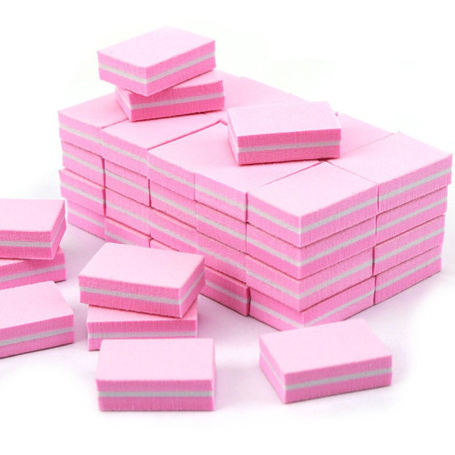 Miniaturowy jednorazowy prostokątny pilnik do manicure (33*25*12 mm) - różowy, 1 szt.