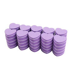 Manicure buff mini disposable HEART (35*42*11 mm) - purple, 1 pc