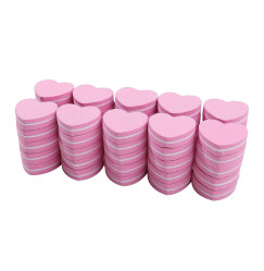 Manicure buff mini disposable HEART (35*42*11 mm) - pink, 1 pc