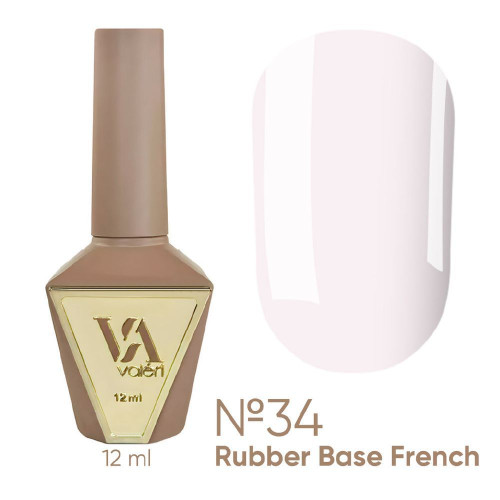 Baza kauczukowa do lakieru hybrydowego VALERI - Rubber Base French - №034, 12 ml