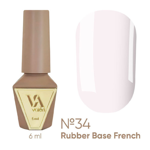 Rubber base coat for gel polish VALERI - Rubber Base French - №034, 6 ml