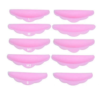Silicone curlers (S+M+M1+M2+L) - PINK SET, 5 pairs without brand