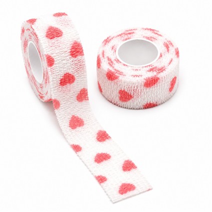 Elastic cohesive bandage for tattoo machine (4.5 m*2.5 cm) - hearts MINI