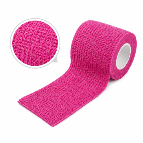 Elastic cohesive bandage for tattoo machine (4.5 m*5 cm) - raspberry
