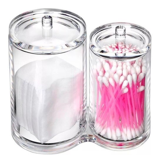 Container for two compartments for cotton pads and sticks (two cylinders side by side) / AK 730