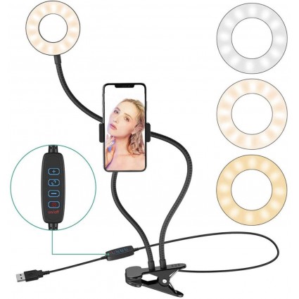 Тримач для телефону з підсвічуванням APEXEL / Tabletop 3.5inch LED Ring Light / APL-FL04