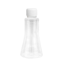Bottle for liquid, cosmetic container - transparent with lid, 150 ml (figured)