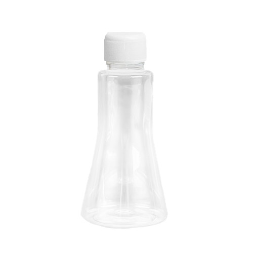 Bottle for liquid, cosmetic container - transparent with lid, 150 ml (figured)