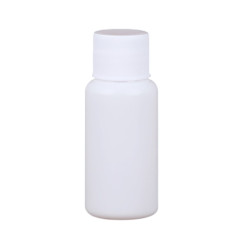 Liquid bottle, cosmetic container - white with a white cap, 20 ml