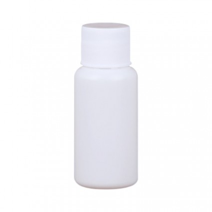 Liquid bottle, cosmetic container - white with a white cap, 20 ml