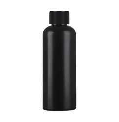 Liquid bottle, cosmetic container - black with a black lid, 100 ml