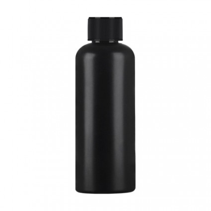 Liquid bottle, cosmetic container - black with a black lid, 100 ml