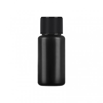 Liquid bottle, cosmetic container - black with a black lid, 20 ml