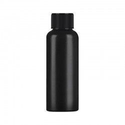 Liquid bottle, cosmetic container - black with a black lid, 50 ml